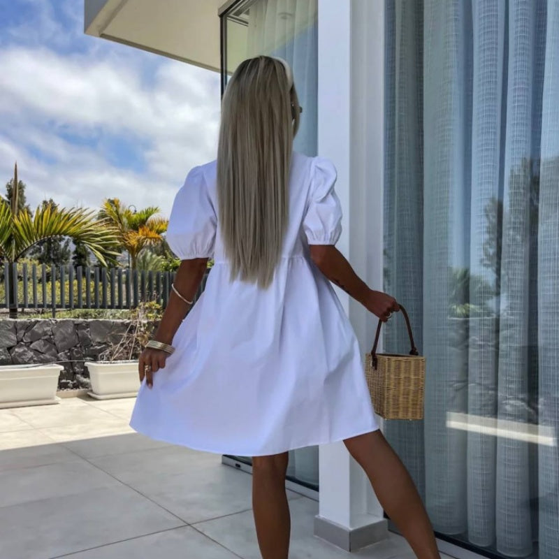 🌴 שמלת שרוולים תפוחים משי קרח בקיץ מוגבל 🎀|גם סווטשירט קיצי יכול לשמור על תחושת רעננות~"