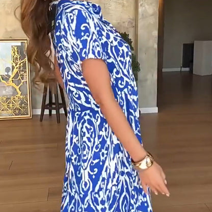 🌊מבצע מוגבל בזמן של 50% הנחה🎨שמלה ארוכה עם הדפס קז'ואל לנשים בגזרת A