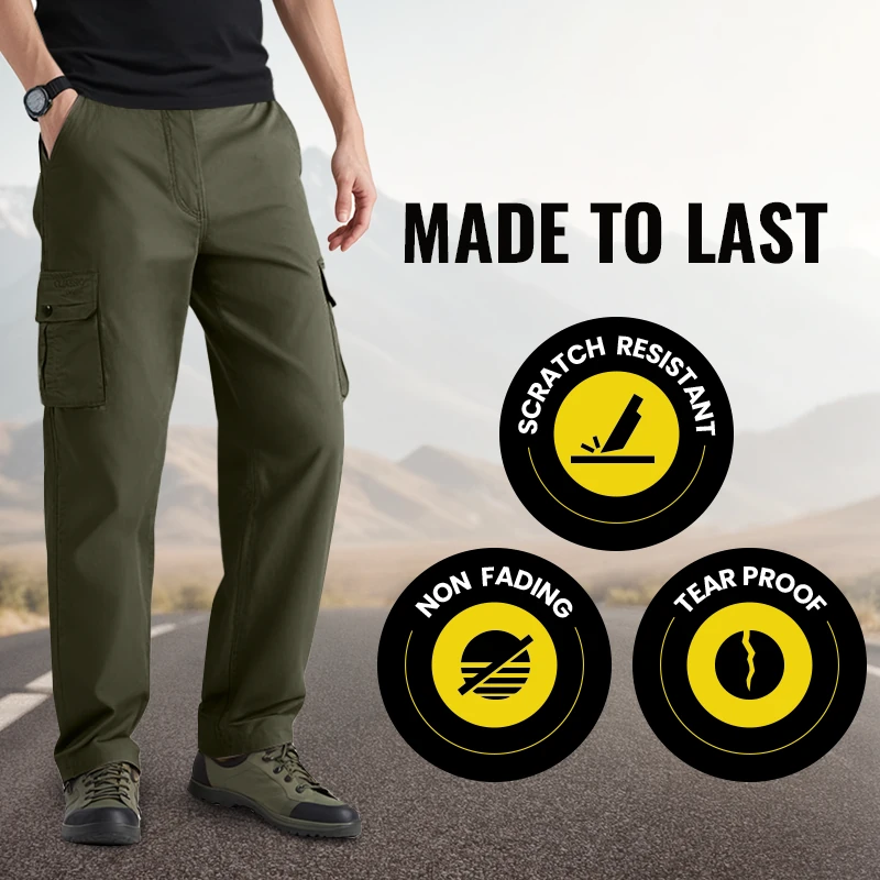 🔥👖 מכנסיים עמידים לגברים במגוון צבעים🥾——גזרה נינוחה עם מספר כיסים, מעוצבת לבילוי ועבודה בחיק הטבע - קנה 2 קבל משלוח חינם