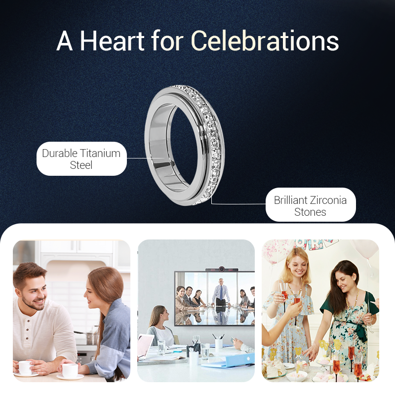 【📍קולקציה מעולה📍】טבעת ספינר מסתובבת מפלדת טיטניום עם זירקוניה