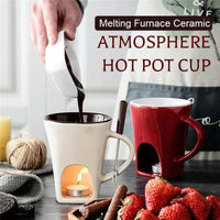 Ceramic Chocolate and Cheese Fondue Melter Mug with Fork