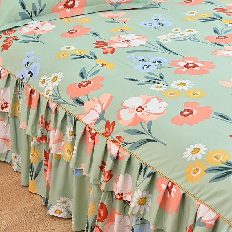 ⏳50% הנחה לזמן מוגבל⏰סט חצאית מיטה מקומטת 3 חלקים🛏️