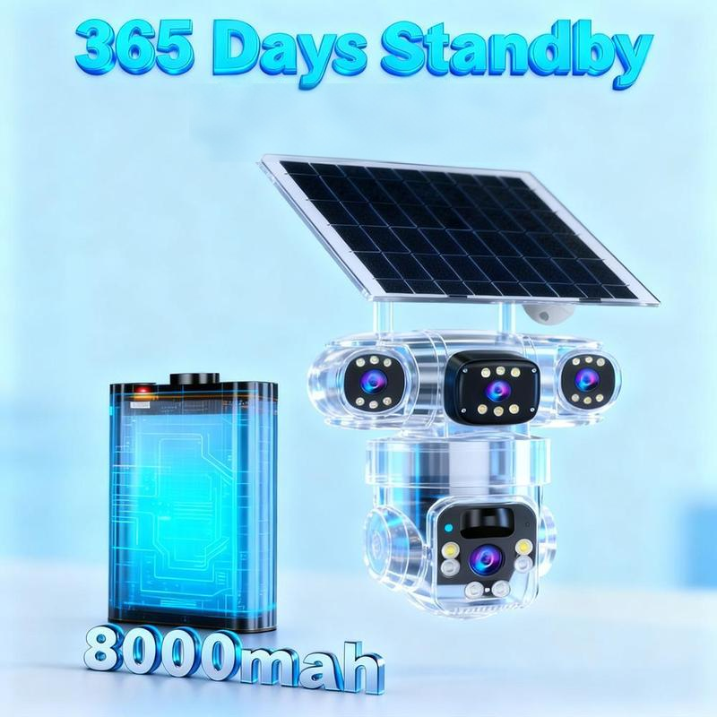 📹☀️ מצלמת אבטחה סולארית רב-זוויתית PTZ 360° — 8MP, ראיית לילה בצבע, WiFi 🌙🔒