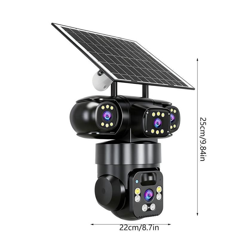 📹☀️ מצלמת אבטחה סולארית רב-זוויתית PTZ 360° — 8MP, ראיית לילה בצבע, WiFi 🌙🔒