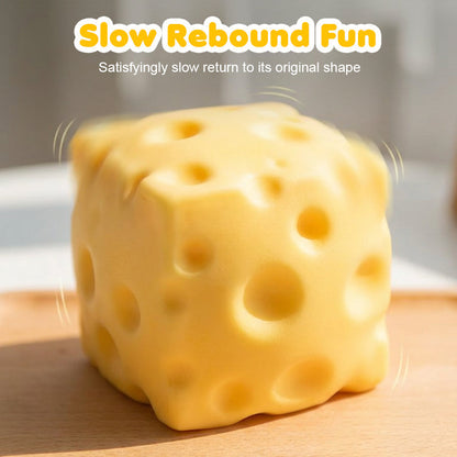 🧀✨ צעצוע לחץ גבינה ענקית – ריבאונד איטי, גמיש ומרגיע לסחיטה טיפולית!