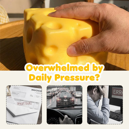 🧀✨ צעצוע לחץ גבינה ענקית – ריבאונד איטי, גמיש ומרגיע לסחיטה טיפולית!