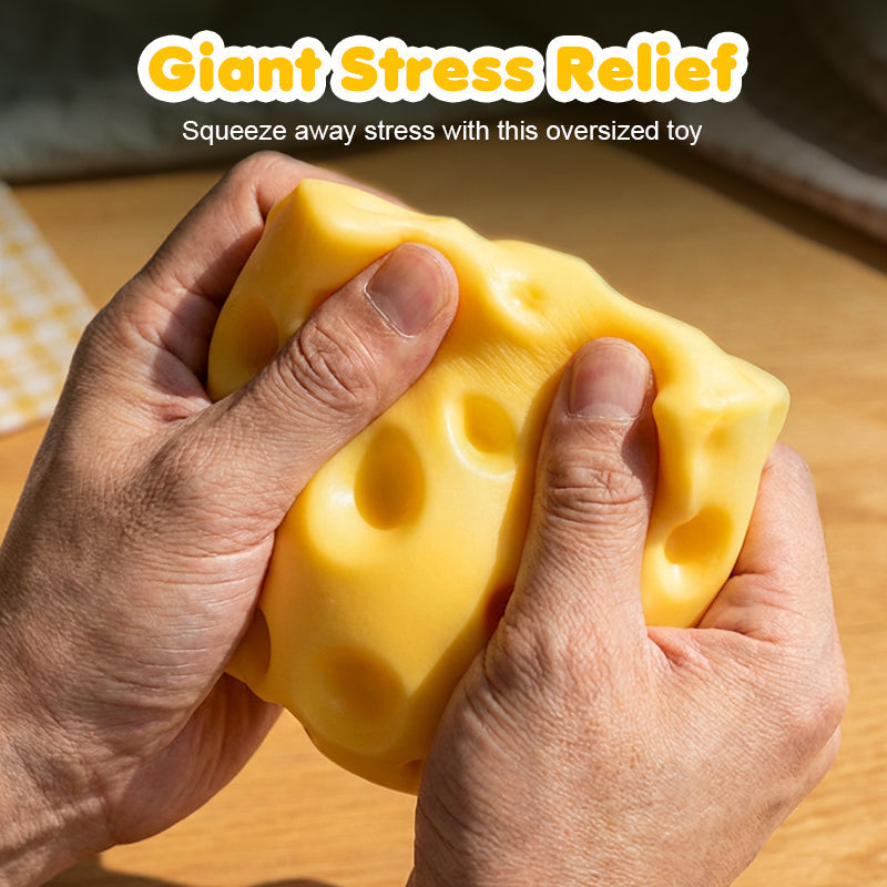 🧀✨ צעצוע לחץ גבינה ענקית – ריבאונד איטי, גמיש ומרגיע לסחיטה טיפולית!