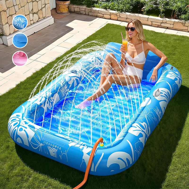 🏊🌊 מבצע פלאש 50%! כיסא נוח מתנפח לבריכה – זוגי, 208x130 ס"מ, 159 ק"ג, כרית ראש, מחזיקי כוסות, כיסוי כלול, מושלם להרפיה ושיזוף ☀️