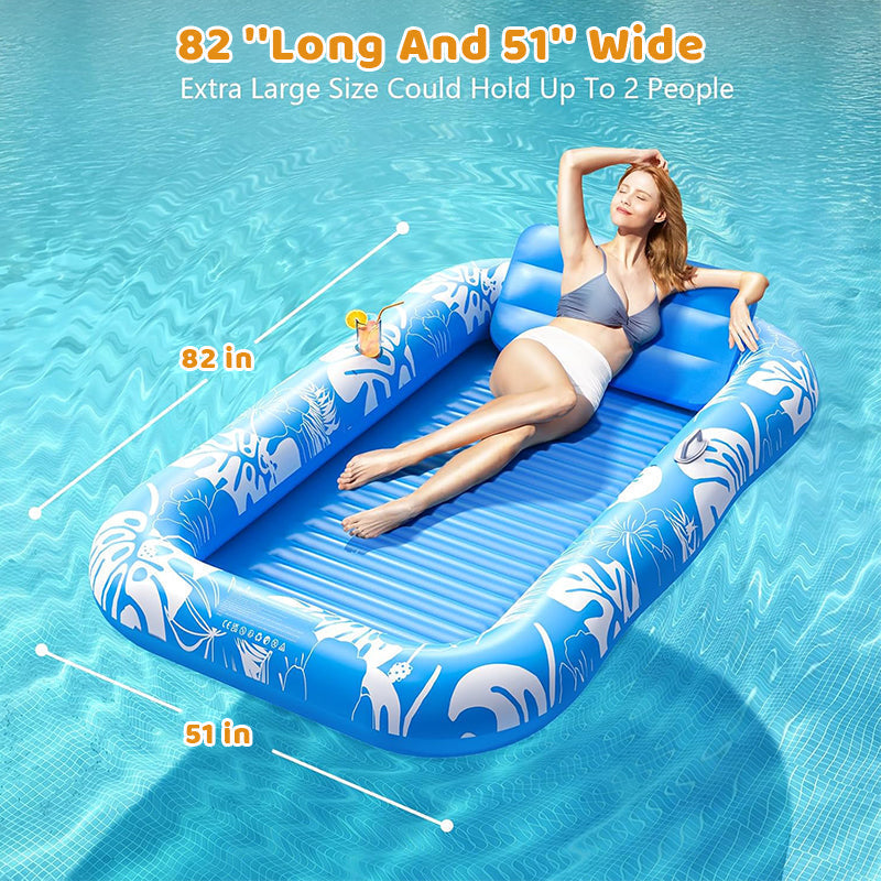🏊🌊 מבצע פלאש 50%! כיסא נוח מתנפח לבריכה – זוגי, 208x130 ס"מ, 159 ק"ג, כרית ראש, מחזיקי כוסות, כיסוי כלול, מושלם להרפיה ושיזוף ☀️