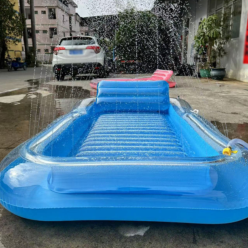🏊🌊 מבצע פלאש 50%! כיסא נוח מתנפח לבריכה – זוגי, 208x130 ס"מ, 159 ק"ג, כרית ראש, מחזיקי כוסות, כיסוי כלול, מושלם להרפיה ושיזוף ☀️