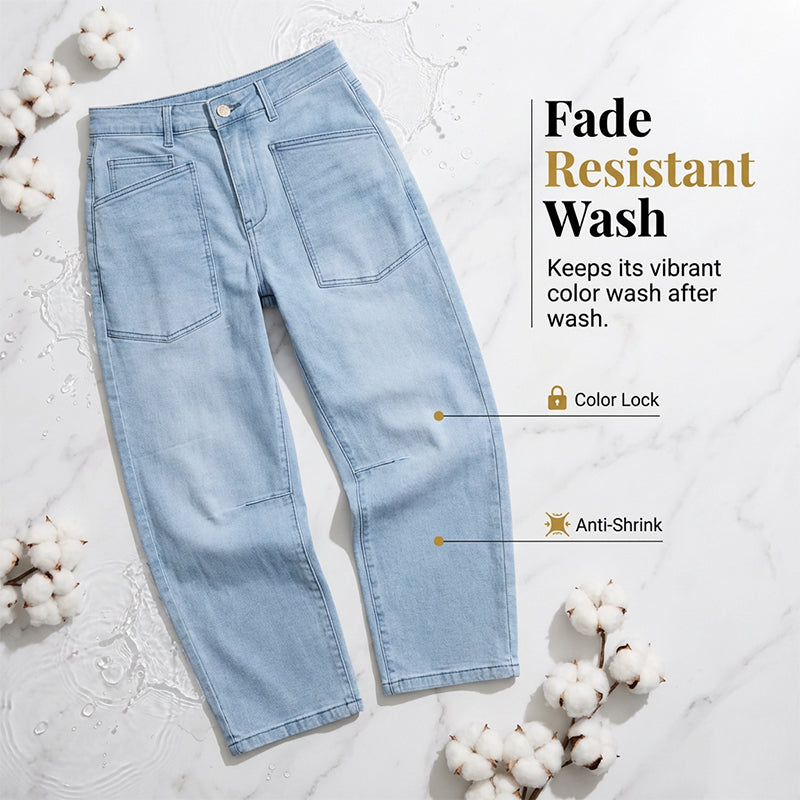 👖 ג'ינס קזואלי רגל חבית עם כיסים מודסקים ✨ | דנים שטוף פרמיום | סטריטוור אורבני | 4 צבעים 🔵