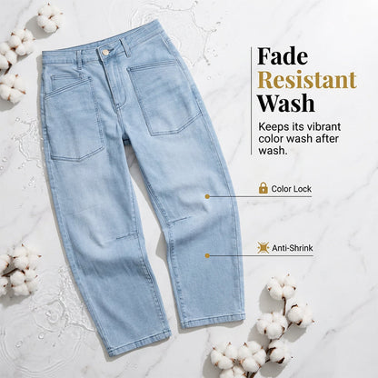👖 ג'ינס קזואלי רגל חבית עם כיסים מודסקים ✨ | דנים שטוף פרמיום | סטריטוור אורבני | 4 צבעים 🔵