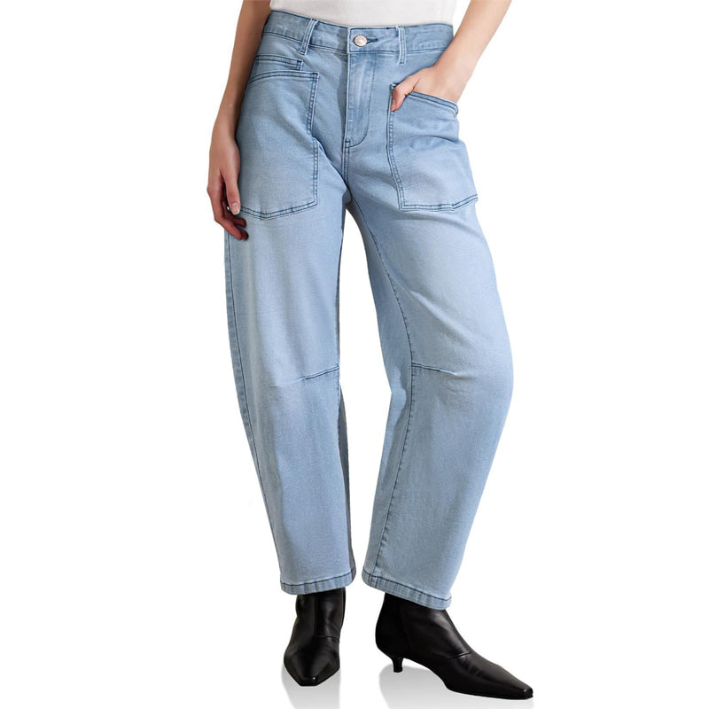 👖 ג'ינס קזואלי רגל חבית עם כיסים מודסקים ✨ | דנים שטוף פרמיום | סטריטוור אורבני | 4 צבעים 🔵
