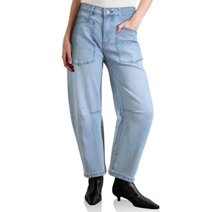 👖 ג'ינס קזואלי רגל חבית עם כיסים מודסקים ✨ | דנים שטוף פרמיום | סטריטוור אורבני | 4 צבעים 🔵