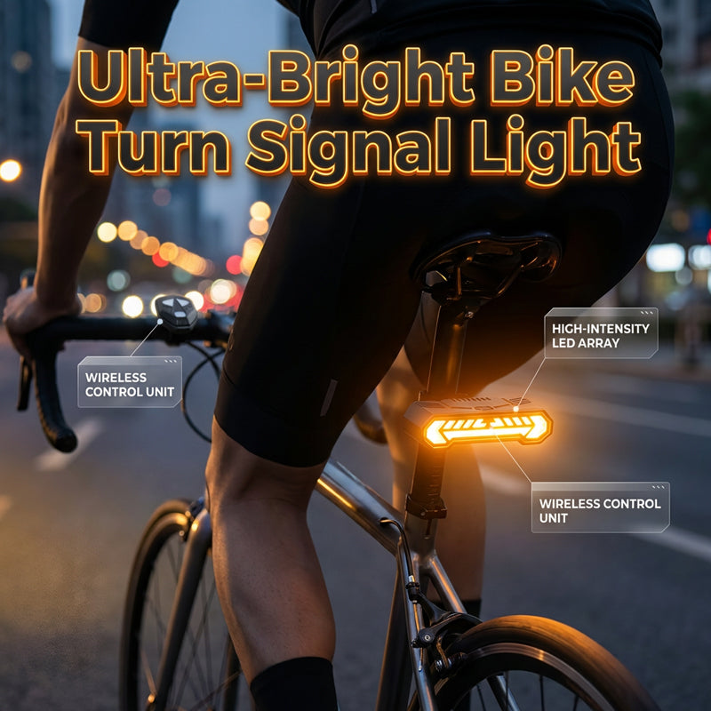 🚴 אור פנייה אלחוטי לאופניים ✨ | שלט מרחוק | טעינת USB | עמיד למים | בטיחות לילה 🔦