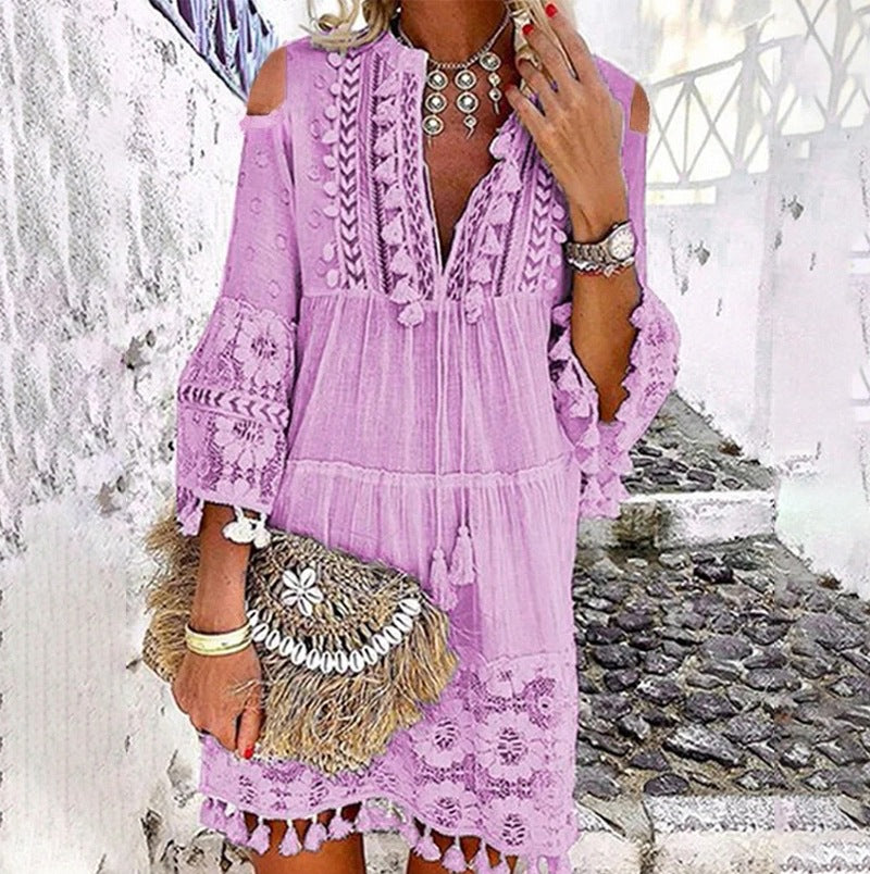 👗Women's Loose Cotton Linen Embroidered Dress🌸