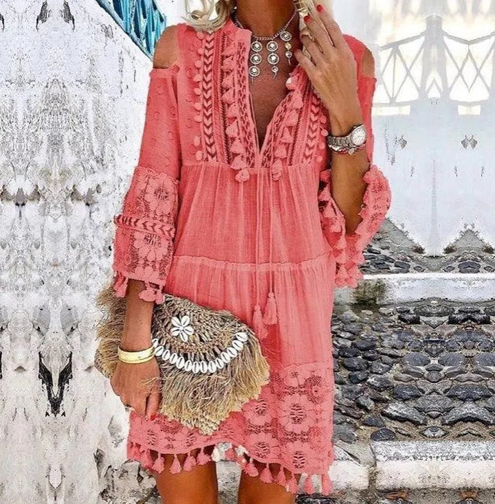 👗Women's Loose Cotton Linen Embroidered Dress🌸