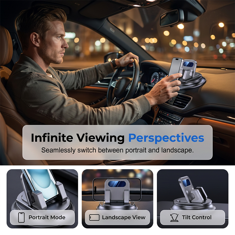 🚗 50% הנחה עכשיו!📱 מחזיק טלפון מסתובב לדשבורד – מתכוונן ב-360° ומונע החלקה – מתקן לטלפון ללא שימוש בידיים 🛡️