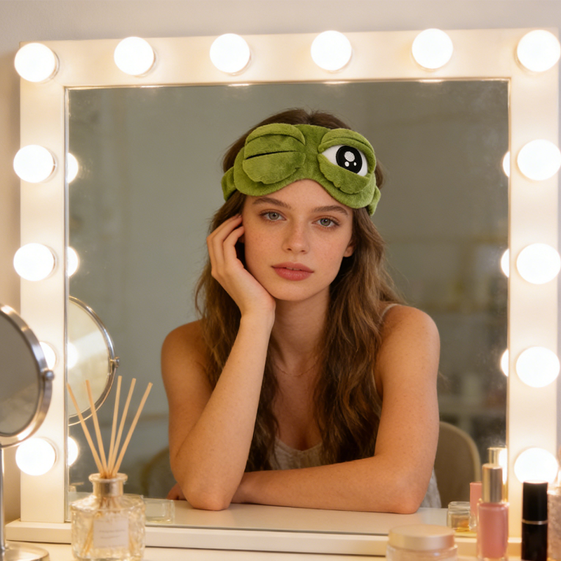 🐸 מסכת שינה מצחיקה תלת-ממדית בצורת צפרדע - רכה ונוחה
