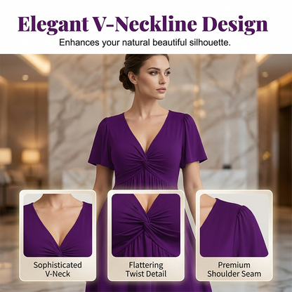 👗 50% הנחה עכשיו! 🌸 שמלה אלגנטית עם צווארון V, חזית טוויסט וכיסים – מותן מחמיאה, נושמת וזורמת – מושלמת לעבודה, חתונות או דייטים – שיקית ופונקציונלית 💃