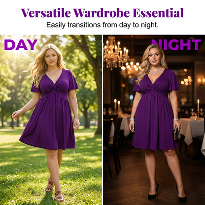 👗 50% הנחה עכשיו! 🌸 שמלה אלגנטית עם צווארון V, חזית טוויסט וכיסים – מותן מחמיאה, נושמת וזורמת – מושלמת לעבודה, חתונות או דייטים – שיקית ופונקציונלית 💃