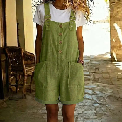 אוברול בצבע אחיד בסגנון רטרו עם רצועות מתכווננות