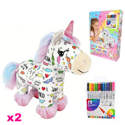 🦄 צעצוע חד·קרן צבע בעצמך | עם 12 צבעים ✨ | ניתן לשטיפה ולצביעה שוב ושוב 🎁 מתנה מושלמת לילדים 🌟