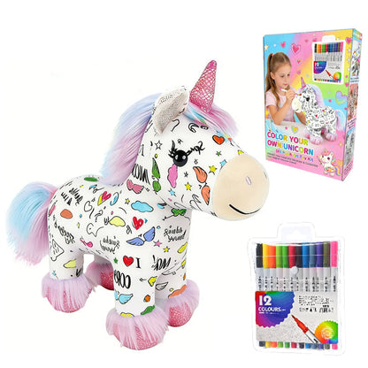 🦄 צעצוע חד·קרן צבע בעצמך | עם 12 צבעים ✨ | ניתן לשטיפה ולצביעה שוב ושוב 🎁 מתנה מושלמת לילדים 🌟