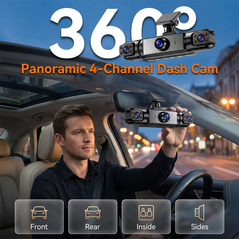 מצלמת דרך פנורמית 360° עם 4 ערוצים