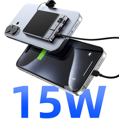 🔋⚡ מטען נייד מגנטי 3 ב-1 | טעינה אלחוטית 15W + מעמד מובנה + עיצוב דק 🌟