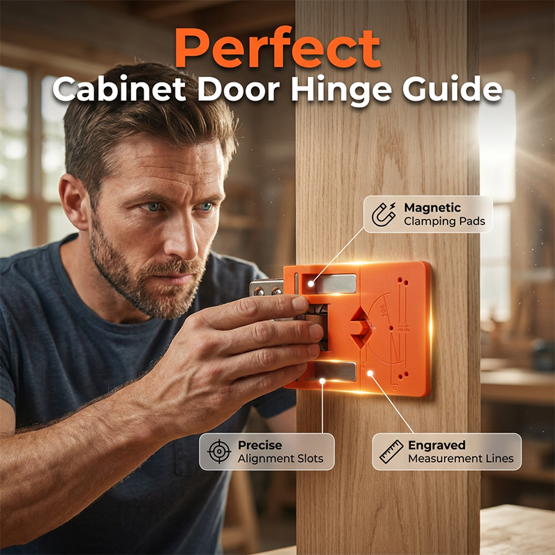 📢45% OFF🔧NOW! Careluxpro Cabinet Door Hinge Drilling Guide – Magnetic Clamp & Precise 35mm Alignment ✨
