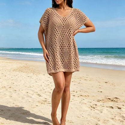 🏖️ 💥 כיסוי בגד ים לנשים עם עיצוב קרושה מחורר – נשימות יוצאת דופן, הגנת UV קלה, פוליאסטר עמיד קמטים ויבש מהר · 4 צבעים · מידה אחידה ✨