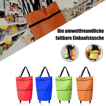 🛒✨ עגלת קניות מתקפלת 2-ב-1 | קיבולת 23 ליטר | גלגלים שקטים | בד אוקספורד איכותי 🌿
