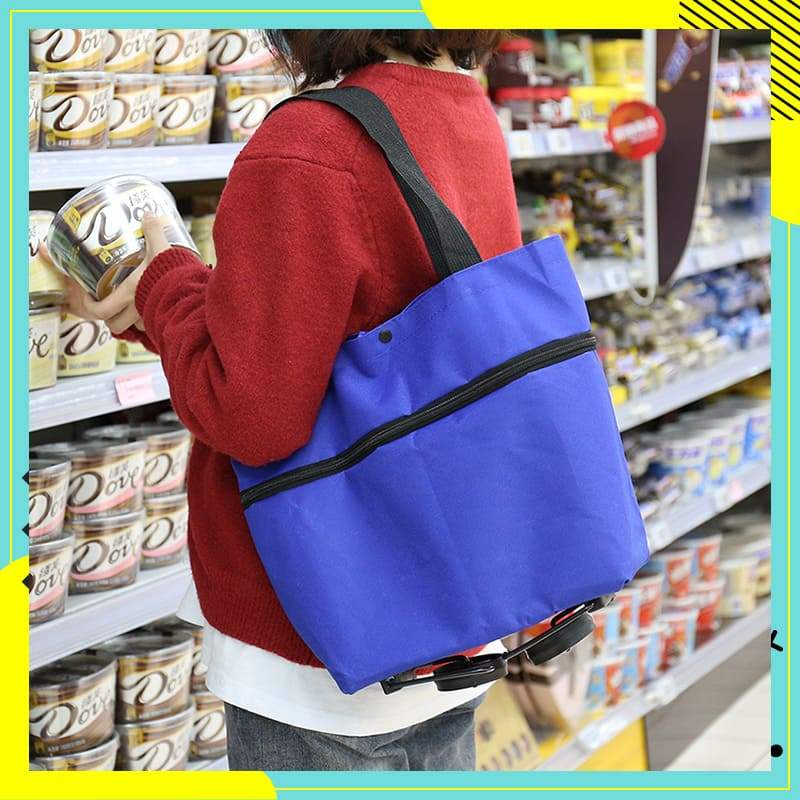 🛒✨ עגלת קניות מתקפלת 2-ב-1 | קיבולת 23 ליטר | גלגלים שקטים | בד אוקספורד איכותי 🌿