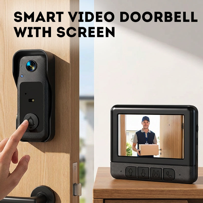 📹 פעמון דלת חכם אלחוטי עם מסך 4.3" – מצלמה 1080P HD, אינטרקום דו-כיווני וראיית לילה 🔔🏠✨