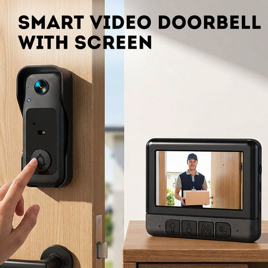 📹 פעמון דלת חכם אלחוטי עם מסך 4.3" – מצלמה 1080P HD, אינטרקום דו-כיווני וראיית לילה 🔔🏠✨