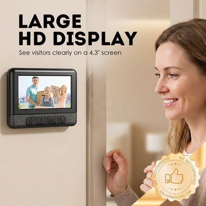 📹 פעמון דלת חכם אלחוטי עם מסך 4.3" – מצלמה 1080P HD, אינטרקום דו-כיווני וראיית לילה 🔔🏠✨
