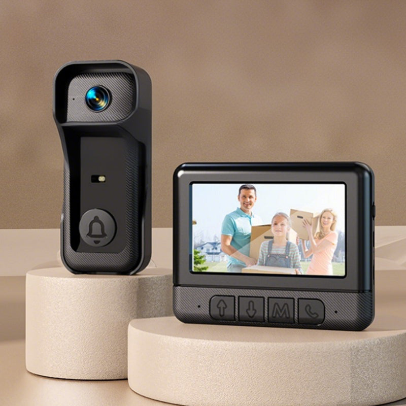 📹 פעמון דלת חכם אלחוטי עם מסך 4.3" – מצלמה 1080P HD, אינטרקום דו-כיווני וראיית לילה 🔔🏠✨