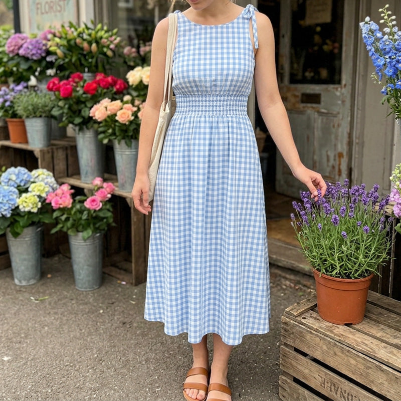 👗✨ שמלת מאקסי רטרו לנשים עם שרוול בועה, צבע אחיד ושסע כתף חשופה 🌸