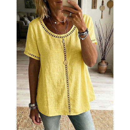 ✨ חולצת בוהו קז'ואל לנשים עם חיתוכים אלגנטיים 🌸
