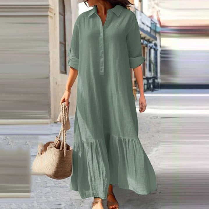 👗✨ שמלת מקסי וינטג' עם צווארון מחויט לנשים | 50% הנחה ⏰