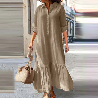 👗✨ שמלת מקסי וינטג' עם צווארון מחויט לנשים | 50% הנחה ⏰
