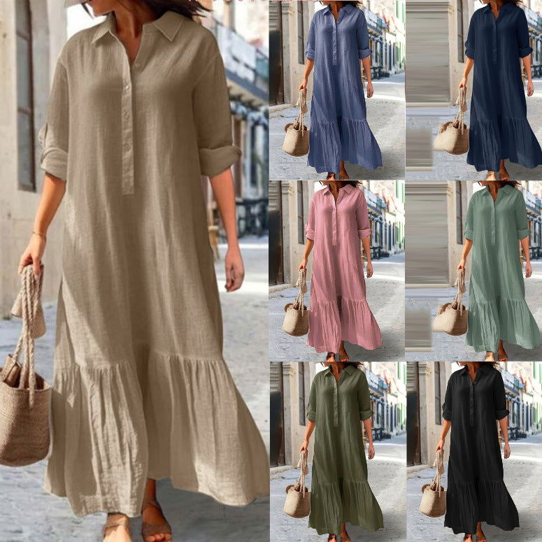 👗✨ שמלת מקסי וינטג' עם צווארון מחויט לנשים | 50% הנחה ⏰