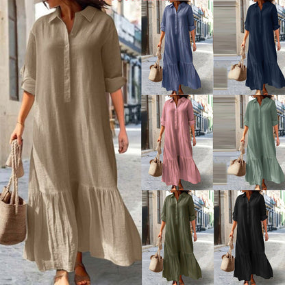 👗✨ שמלת מקסי וינטג' עם צווארון מחויט לנשים | 50% הנחה ⏰