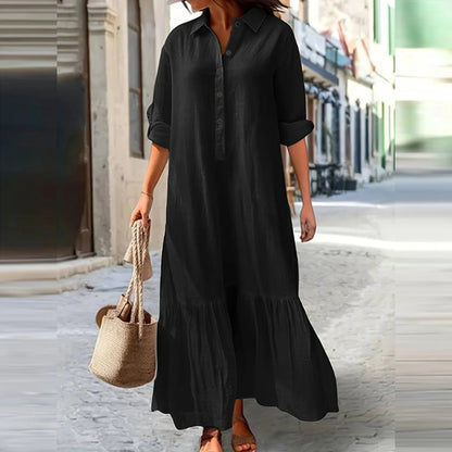 👗✨ שמלת מקסי וינטג' עם צווארון מחויט לנשים | 50% הנחה ⏰