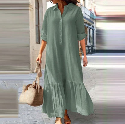 👗✨ שמלת מקסי וינטג' עם צווארון מחויט לנשים | 50% הנחה ⏰