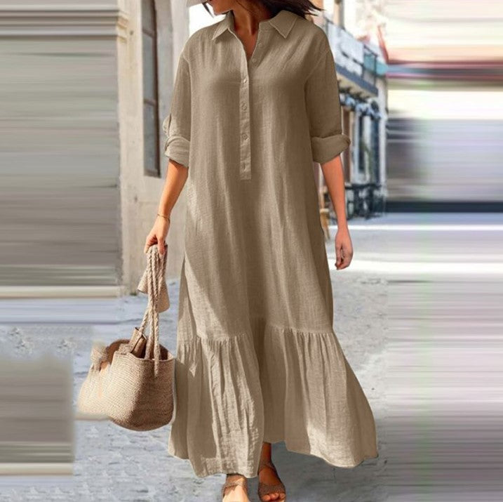 👗✨ שמלת מקסי וינטג' עם צווארון מחויט לנשים | 50% הנחה ⏰