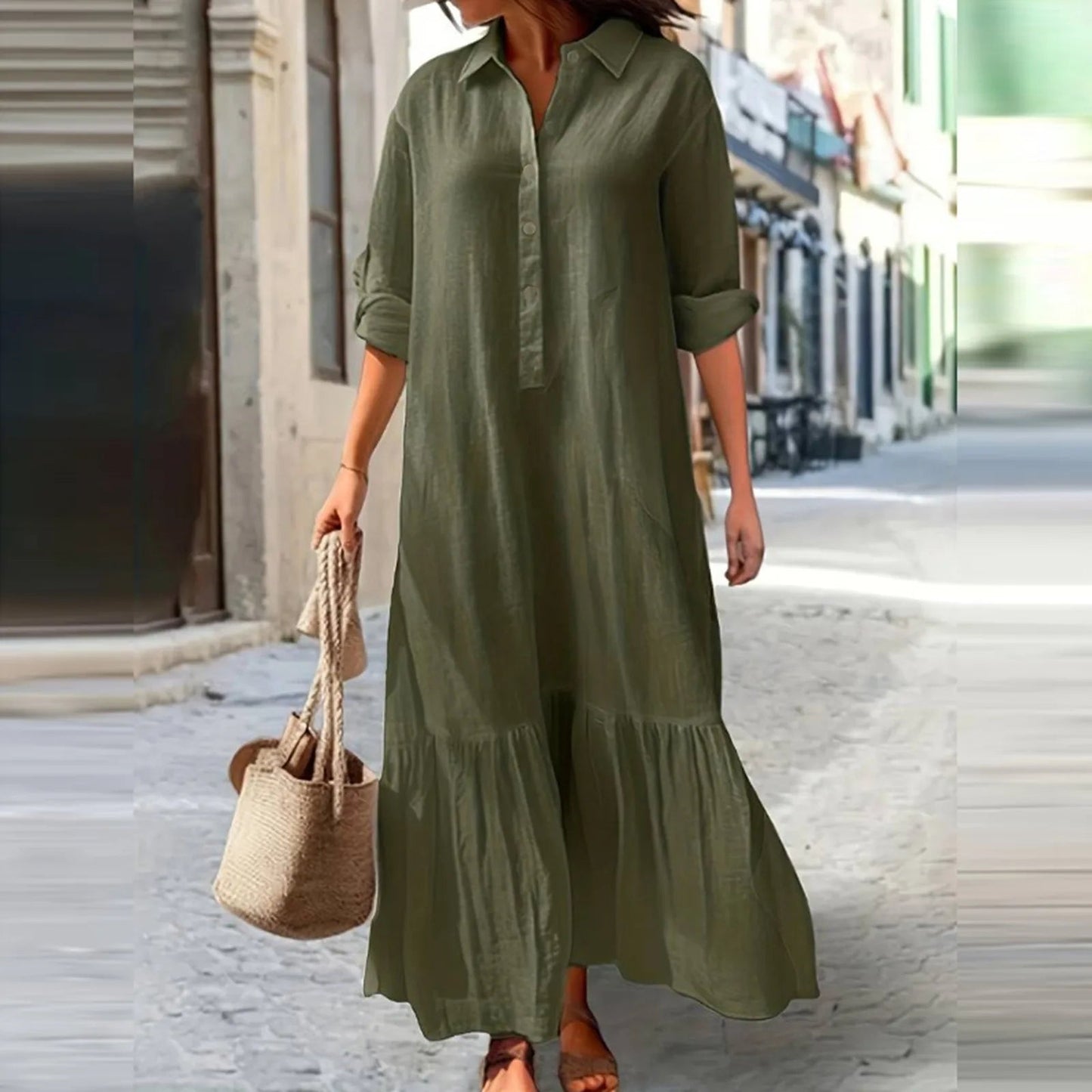 👗✨ שמלת מקסי וינטג' עם צווארון מחויט לנשים | 50% הנחה ⏰