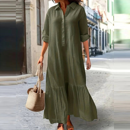 👗✨ שמלת מקסי וינטג' עם צווארון מחויט לנשים | 50% הנחה ⏰
