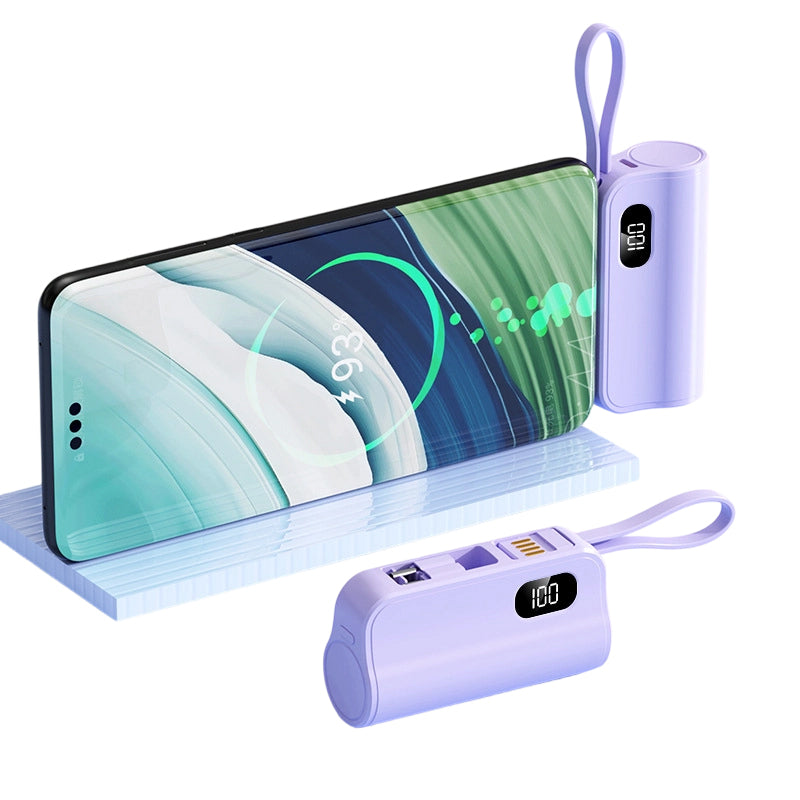 🔋 סוללת גיבוי מיני 5000mAh עם כבל מובנה ומעמד ⚡📱